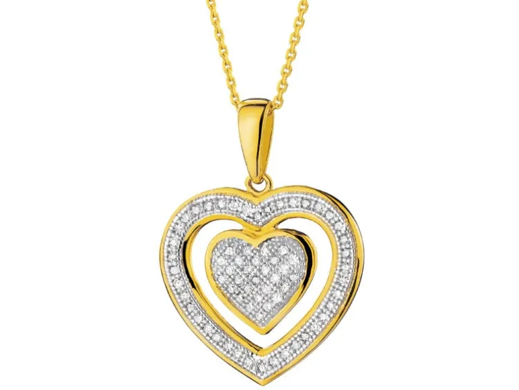 Apart Zawieszka z żółtego złota z diamentami - serca - 0,19 ct - próba 585< Zawieszki