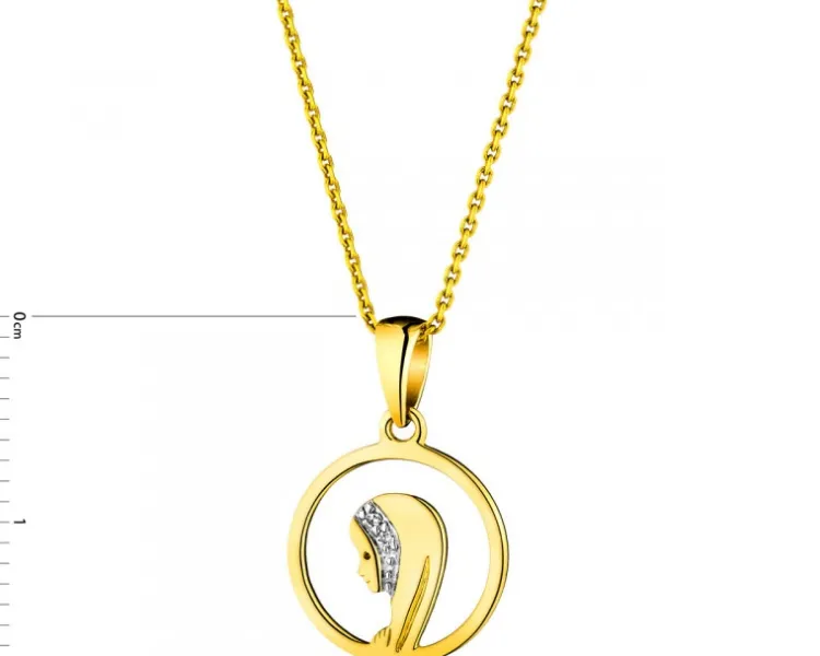 Online Apart Zawieszka z żółtego złota z diamentami - medalik Matka Boska - 0,006 ct - próba 375