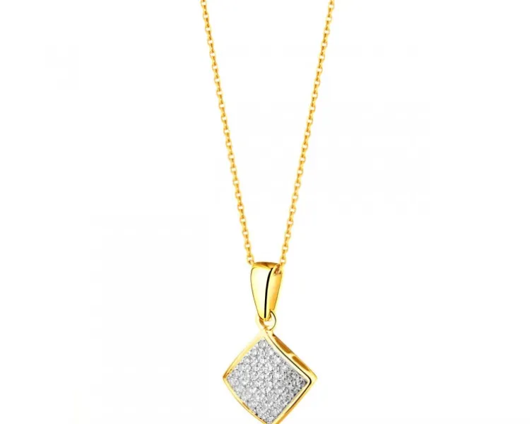 Discount Apart Zawieszka z żółtego złota z diamentami - kwadrat - 0,10 ct - próba 585