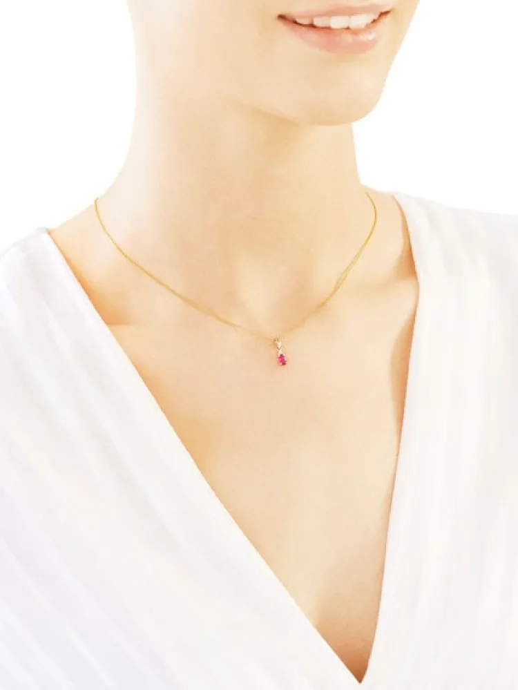 Apart Zawieszka z żółtego złota z diamentami i rubinem - próba 375< Zawieszki