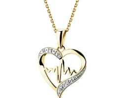 Online Apart Zawieszka z żółtego złota z diamentami - serce, EKG serca - 0,006 ct - próba 375