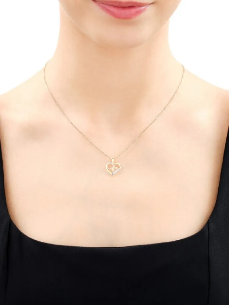 Online Apart Zawieszka z żółtego złota z diamentami - serce, EKG serca - 0,006 ct - próba 375