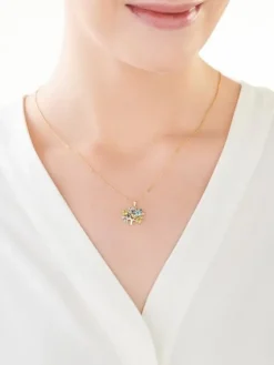 Best Apart Zawieszka z żółtego złota z diamentami, peridotami, topazami - drzewko - próba 585