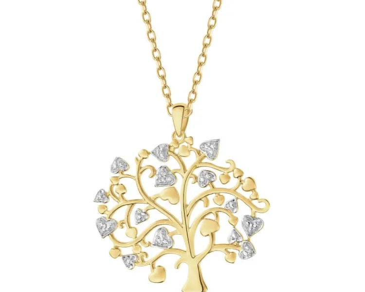 Apart Zawieszka z żółtego złota z diamentami - drzewko, serca - 0,008 ct - próba 375< Wszystkie