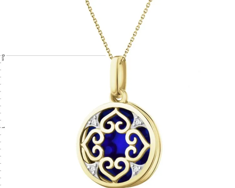 Apart Zawieszka z żółtego złota z diamentami i emalią - 0,01 ct - próba 375< Zawieszki