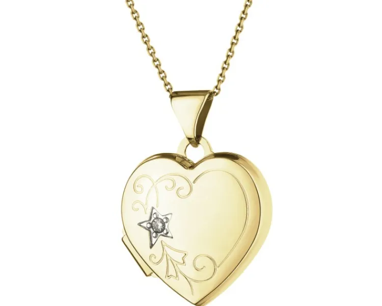 Apart Zawieszka z żółtego złota z diamentem - puzderko - serce - 0,01 ct - próba 585< Wszystkie