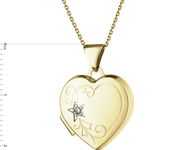 Apart Zawieszka z żółtego złota z diamentem - puzderko - serce - 0,01 ct - próba 585< Wszystkie