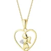 New Apart Zawieszka z żółtego złota z diamentem - serce, aniołek - 0,003 ct - próba 585