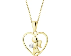New Apart Zawieszka z żółtego złota z diamentem - serce, aniołek - 0,003 ct - próba 585