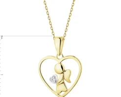 New Apart Zawieszka z żółtego złota z diamentem - serce, aniołek - 0,003 ct - próba 585