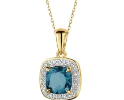 Outlet Apart Zawieszka z żółtego złota z diamentami i topazem London Blue - próba 585