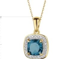 Outlet Apart Zawieszka z żółtego złota z diamentami i topazem London Blue - próba 585