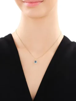Outlet Apart Zawieszka z żółtego złota z diamentami i topazem London Blue - próba 585
