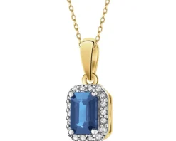 Discount Apart Zawieszka z żółtego złota z diamentami i szafirem - próba 585