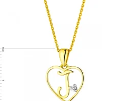 Apart Zawieszka z żółtego złota z diamentem - litera J, serce - 0,005 ct - próba 375< Zawieszki