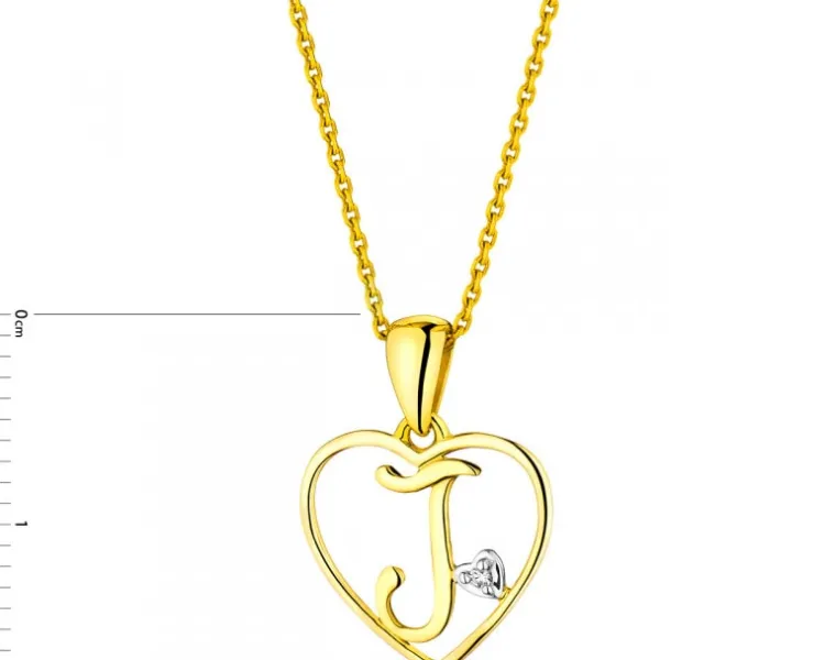 Apart Zawieszka z żółtego złota z diamentem - litera J, serce - 0,005 ct - próba 375< Zawieszki
