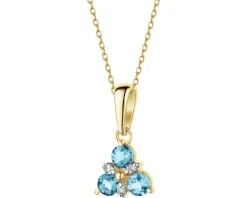 Clearance Apart Zawieszka z żółtego złota z diamentami i topazami London Blue - próba 375