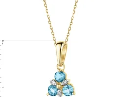 Clearance Apart Zawieszka z żółtego złota z diamentami i topazami London Blue - próba 375