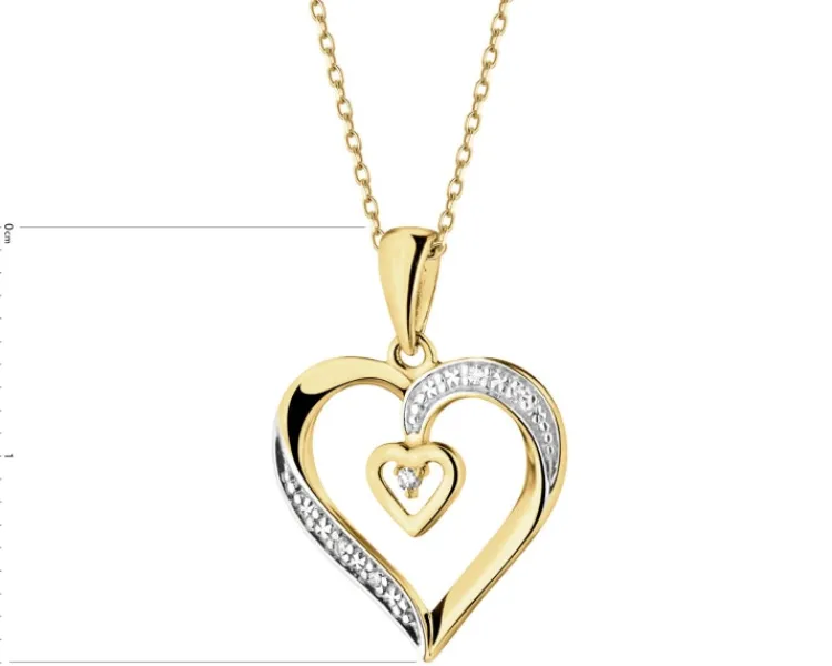 Apart Zawieszka z żółtego złota z diamentami - serca - 0,01 ct - próba 585< Wszystkie