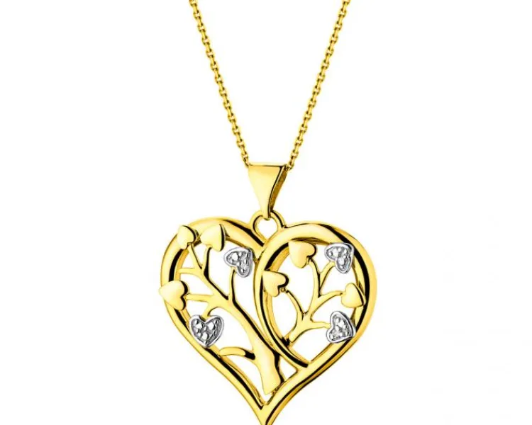 Apart Zawieszka z żółtego złota z diamentami - serce - 0,01 ct - próba 585< Zawieszki