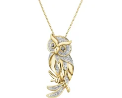 Hot Apart Zawieszka z żółtego złota z diamentami - sowa - 0,13 ct - próba 585