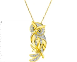 Hot Apart Zawieszka z żółtego złota z diamentami - sowa - 0,13 ct - próba 585