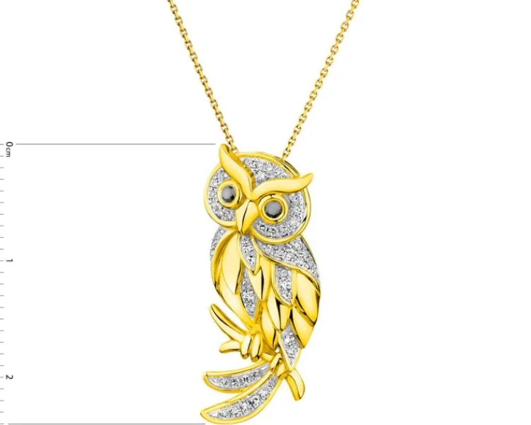 Hot Apart Zawieszka z żółtego złota z diamentami - sowa - 0,13 ct - próba 585
