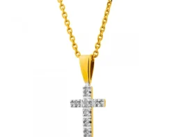 Apart Zawieszka z żółtego złota z diamentami - krzyż - 0,01 ct - próba 585< Zawieszki