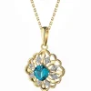 New Apart Zawieszka z żółtego złota z diamentami i topazem London Blue - próba 585