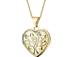 Apart Zawieszka z żółtego złota z diamentem - puzderko - serce, drzewko - 0,005 ct - próba 375< Zawieszki