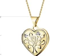 Apart Zawieszka z żółtego złota z diamentem - puzderko - serce, drzewko - 0,005 ct - próba 375< Zawieszki