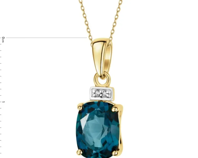 Best Apart Zawieszka z żółtego złota z diamentami i topazem London Blue - próba 585