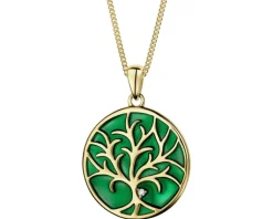 Apart Zawieszka z żółtego złota z diamentem i emalią - drzewko - 0,005 ct - próba 375< Zawieszki