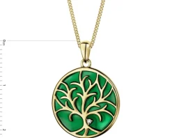 Apart Zawieszka z żółtego złota z diamentem i emalią - drzewko - 0,005 ct - próba 375< Zawieszki