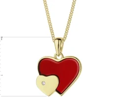 Apart Zawieszka z żółtego złota z diamentem i emalią - serca - 0,004 ct - próba 375< Zawieszki