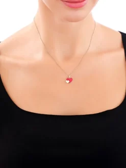 Apart Zawieszka z żółtego złota z diamentem i emalią - serca - 0,004 ct - próba 375< Zawieszki
