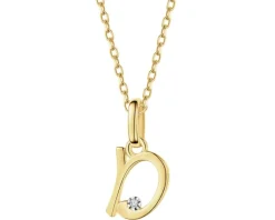 Discount Apart Zawieszka z żółtego złota z diamentem - litera D - 0,003 ct - próba 375