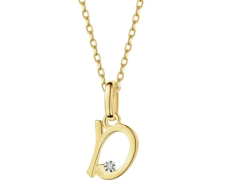 Discount Apart Zawieszka z żółtego złota z diamentem - litera D - 0,003 ct - próba 375