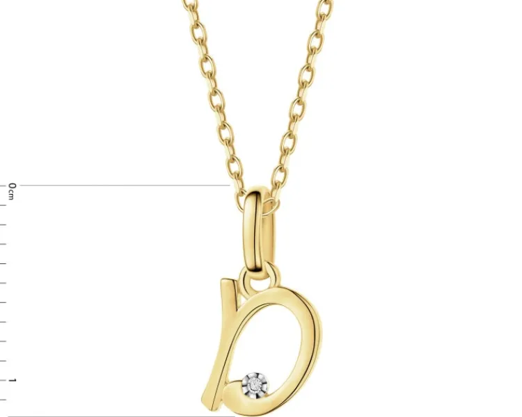Discount Apart Zawieszka z żółtego złota z diamentem - litera D - 0,003 ct - próba 375
