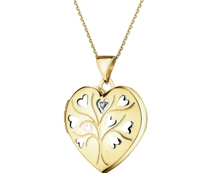 Apart Zawieszka z żółtego złota z diamentem - puzderko - serce - 0,005 ct - próba 375< Zawieszki