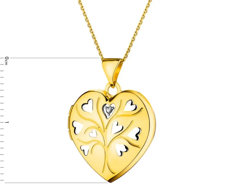 Apart Zawieszka z żółtego złota z diamentem - puzderko - serce - 0,005 ct - próba 375< Zawieszki