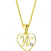 Discount Apart Zawieszka z żółtego złota z diamentem - litera W, serce - 0,005 ct - próba 585