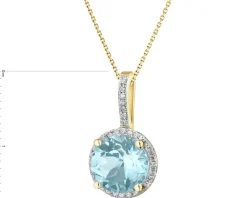 New Apart Zawieszka z żółtego złota z diamentami i topazem Sky Blue - próba 585