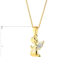 Apart Zawieszka z żółtego złota z diamentem - aniołek - 0,004 ct - próba 585< Zawieszki