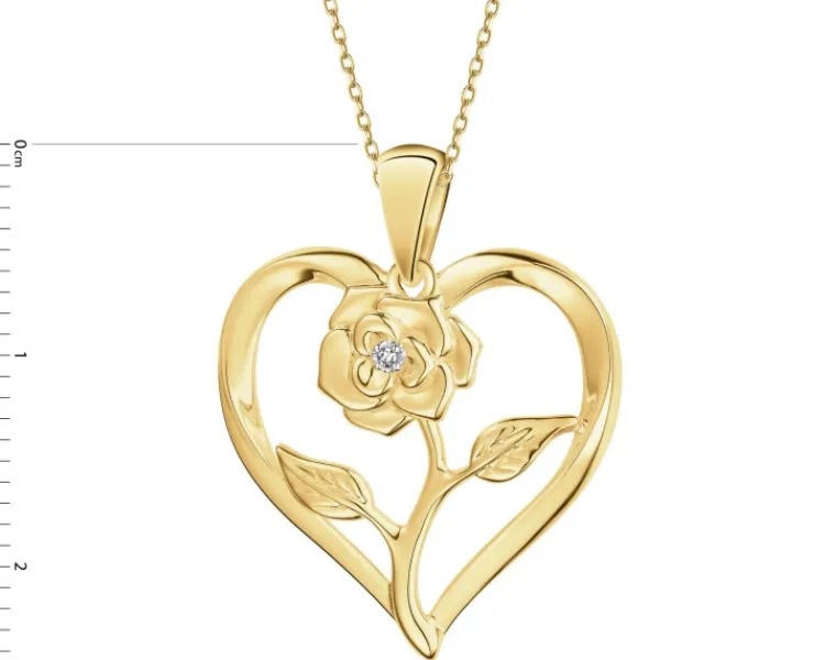 Best Apart Zawieszka z żółtego złota z diamentem - serce, kwiat - 0,004 ct - próba 375