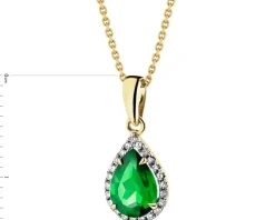 Clearance Apart Zawieszka z żółtego złota z diamentami i szmaragdem syntetycznym - próba 375