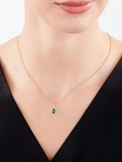 Clearance Apart Zawieszka z żółtego złota z diamentami i szmaragdem syntetycznym - próba 375