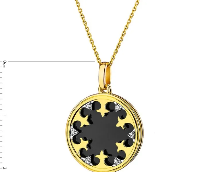 Apart Zawieszka z żółtego złota z diamentami i emalią - rozeta - 0,01 ct - próba 375< Zawieszki