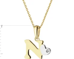 Apart Zawieszka z żółtego złota z diamentem - litera N - 0,004 ct - próba 375< Zawieszki
