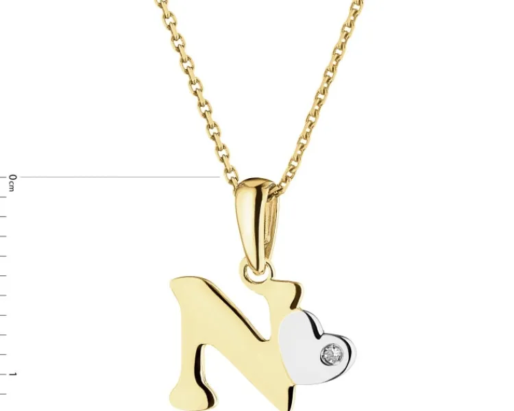 Apart Zawieszka z żółtego złota z diamentem - litera N - 0,004 ct - próba 375< Zawieszki